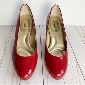 KELLY & KATIE Red Patent Leather Round Toe Heels